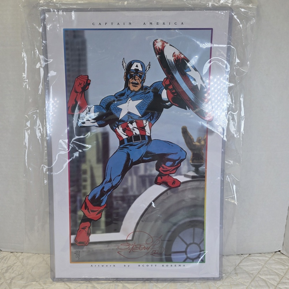 CAPTAIN AMERICA Copy of Original Artwork by SCOTT ROSEMA Signed Laminated